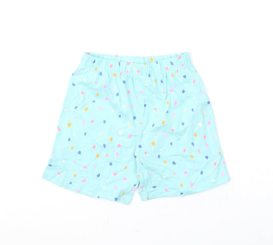 Marks and Spencer Girls Blue Geometric 100% Cotton Capri Sleep Shorts Size 5-6 Years Pullover