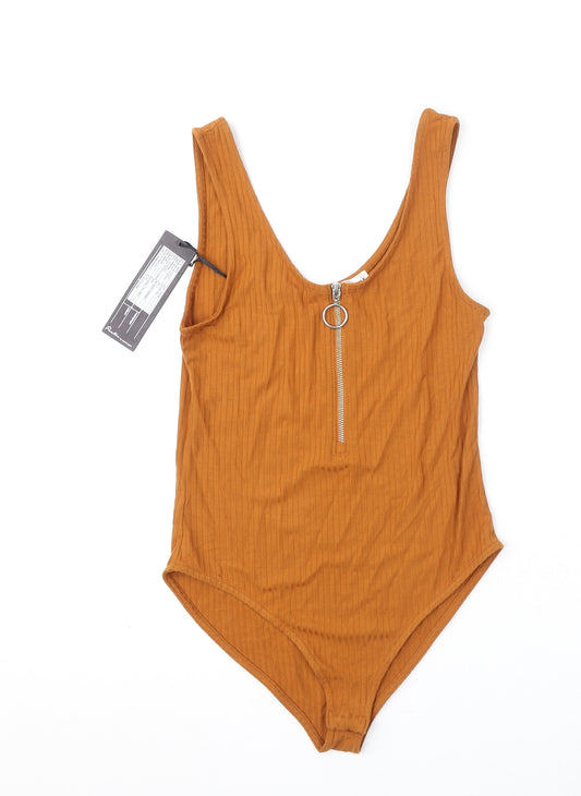 Poetic Womens Brown Polyester Bodysuit One-Piece Size 12 Snap