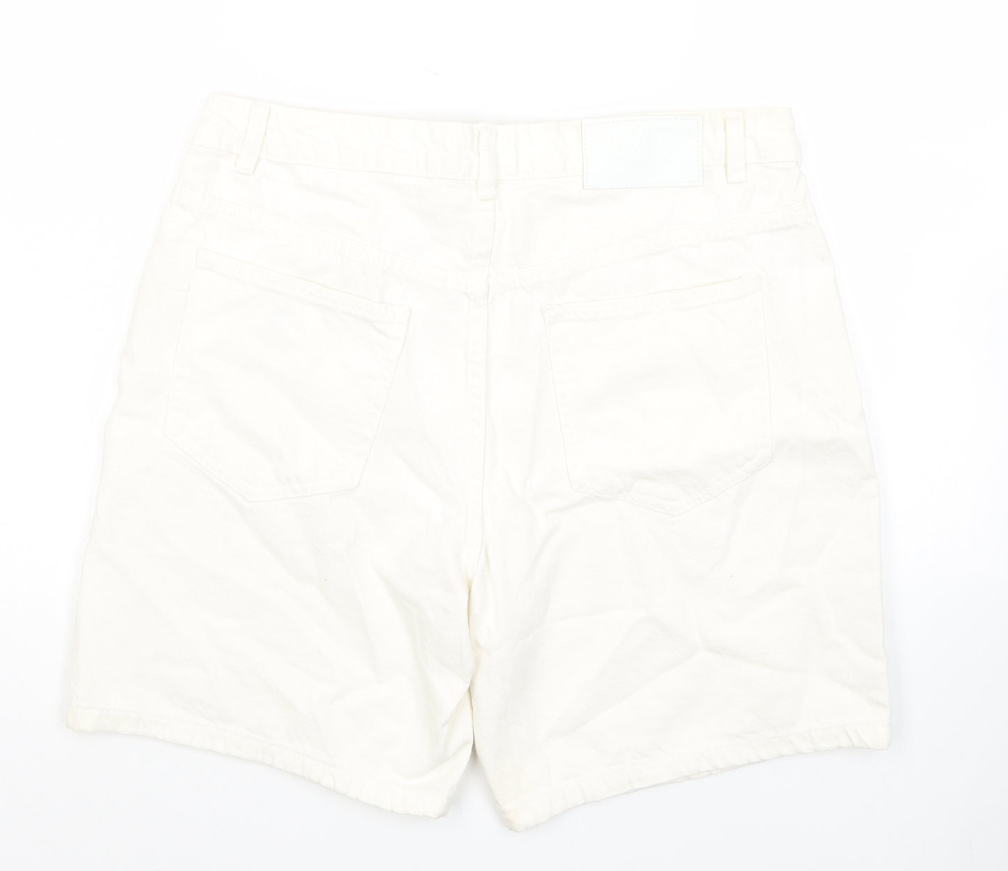 Boohoo Mens Ivory Cotton Bermuda Shorts Size 32 in L8 in Regular Zip