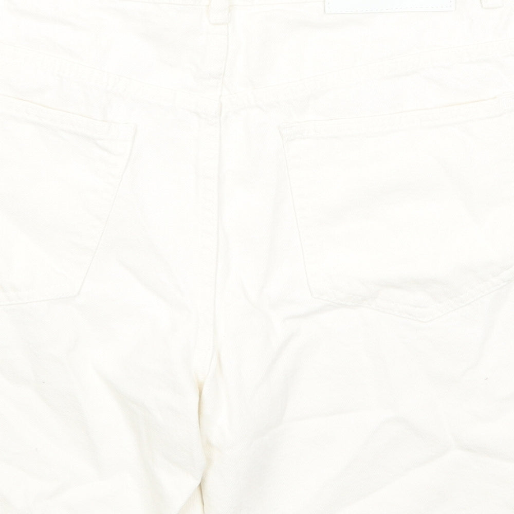 Boohoo Mens Ivory Cotton Bermuda Shorts Size 32 in L8 in Regular Zip