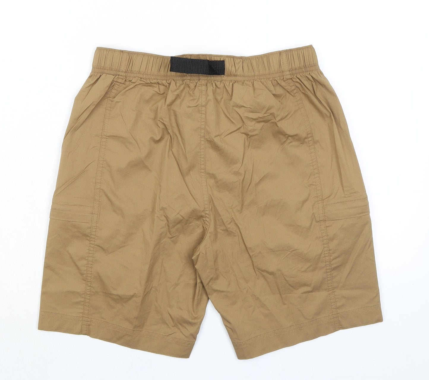 Marks and Spencer Mens Brown Cotton Cargo Shorts Size 32 in L8 in Regular Zip - Zip Pockets