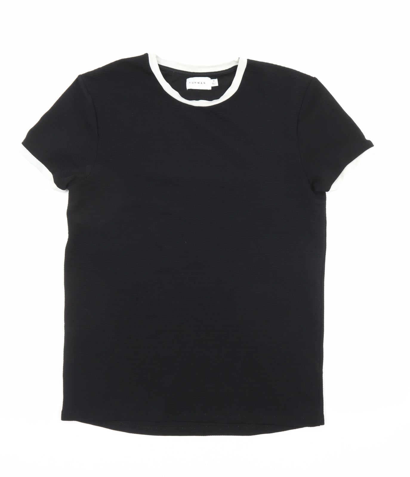 Topman Mens Black Polyester T-Shirt Size M Round Neck