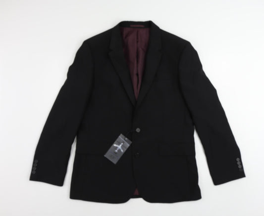 Fellini Mens Black Polyester Jacket Suit Jacket Size 42 Regular