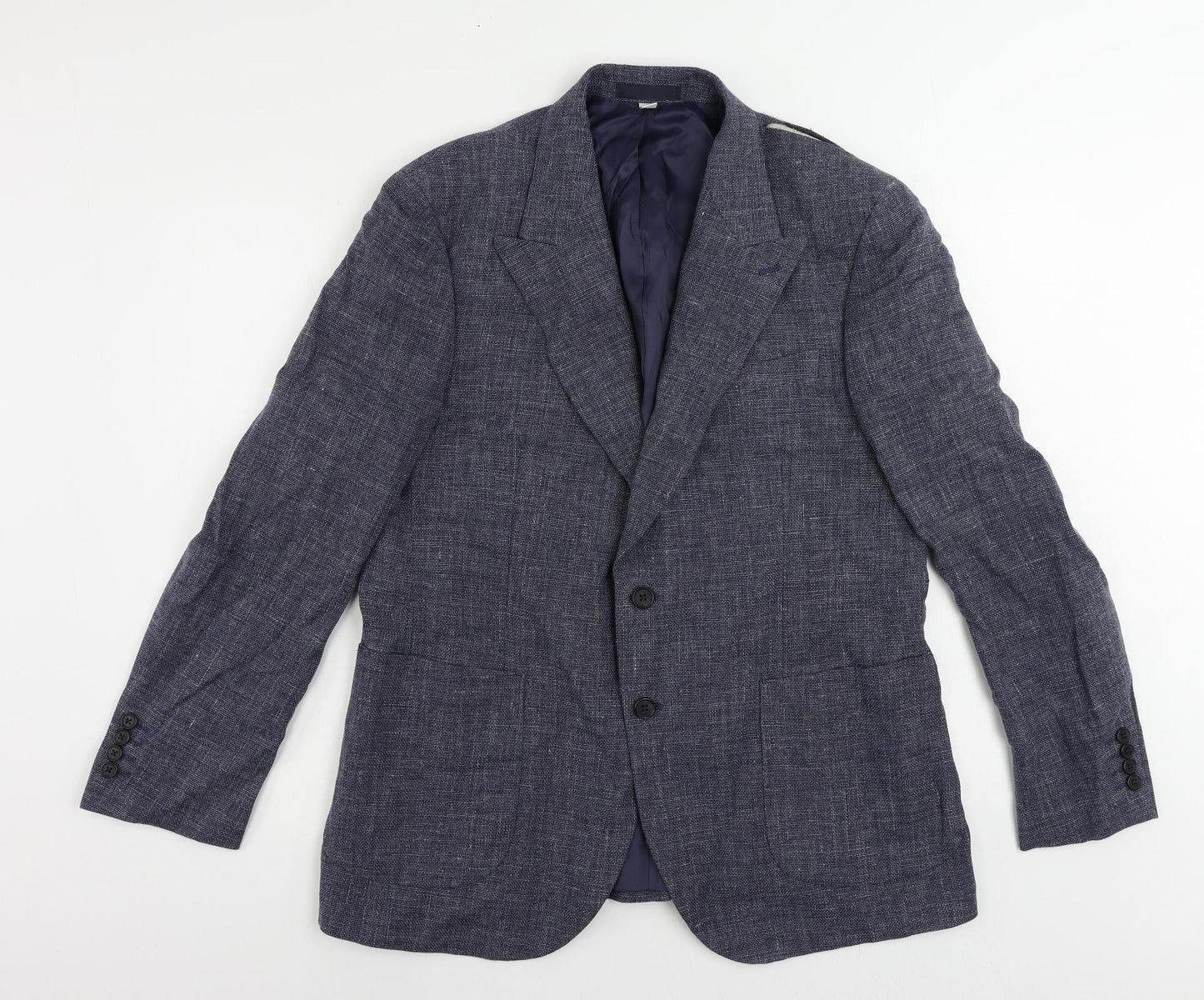 Marks and Spencer Mens Blue Linen Jacket Blazer Size 42 Regular