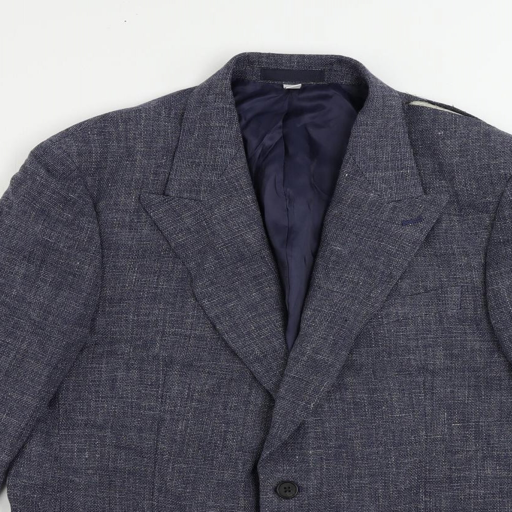 Marks and Spencer Mens Blue Linen Jacket Blazer Size 42 Regular