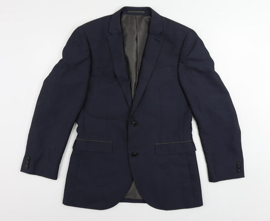 NEXT Mens Blue Polyester 3 Piece Suit Jacket Size 38 Regular