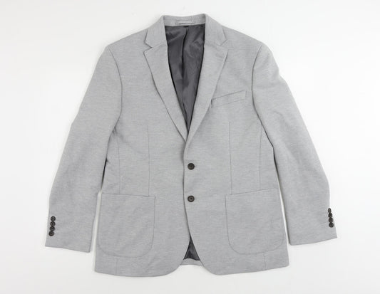 Marks and Spencer Mens Grey Polyamide Jacket Suit Jacket Size 42 Regular