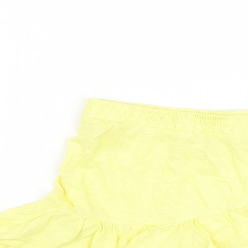 Zara Girls Yellow Cotton Skater Skirt Size 7 Years Regular Pull On