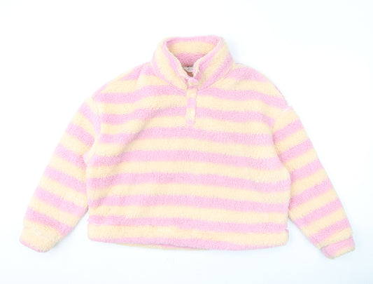 Always Dreaming Womens Pink Striped Polyester Top Pyjama Top Size 12 Zip - Pj Sweater, Snap Closure