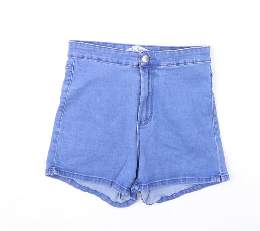 Denim & Co. Womens Blue Cotton Hot Pants Shorts Size 10 Regular Zip