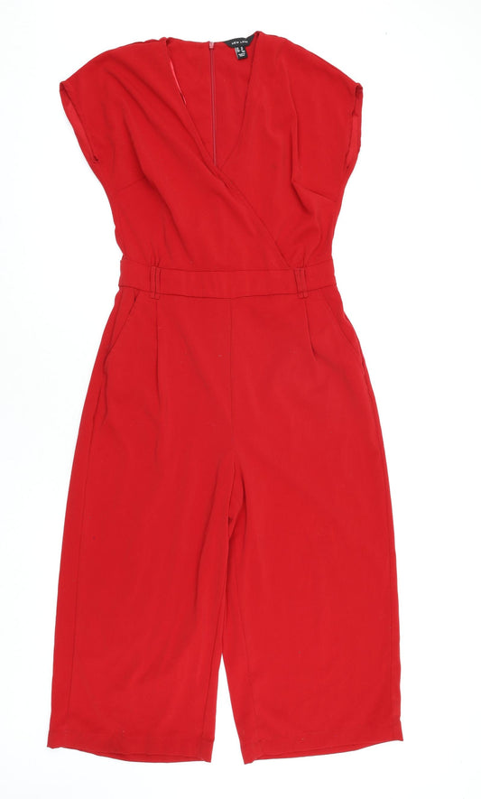 New Look Womens Red Polyester Jumpsuit One-Piece Size 12 L20 in Zip