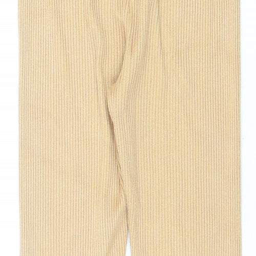 Missguided Womens Beige Polyester Cropped Leggings Size 10 L28 in - Logo Ribbed