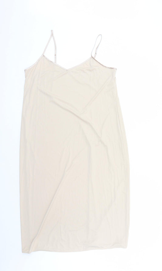 Marks and Spencer Womens Beige Solid Polyester Top Dress Size 16