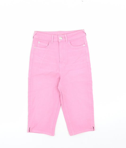 Marks and Spencer Womens Pink Cotton Skimmer Shorts Size 6 L14 in Regular Zip - The Magic Jean