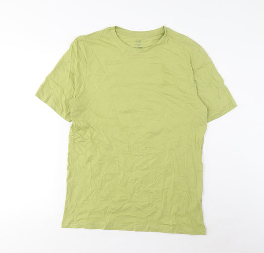 Marks and Spencer Mens Green Cotton T-Shirt Size M Crew Neck