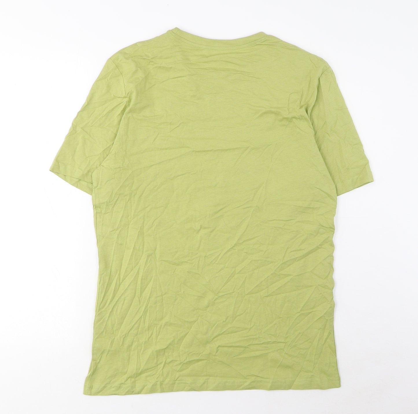 Marks and Spencer Mens Green Cotton T-Shirt Size M Crew Neck