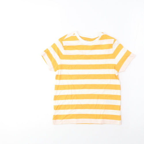 Marks and Spencer Boys Yellow Striped Cotton Basic T-Shirt Size 4-5 Years Crew Neck Pullover