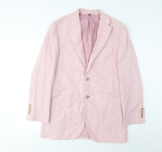 Marks and Spencer Mens Pink Linen Jacket Suit Jacket Size 38 Regular - Inside Pockets