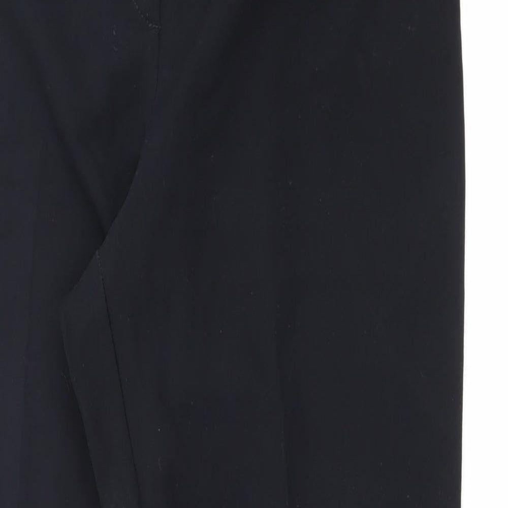 Marks and Spencer Womens Black Polyester Trousers Size 14 L32 in Regular Zip