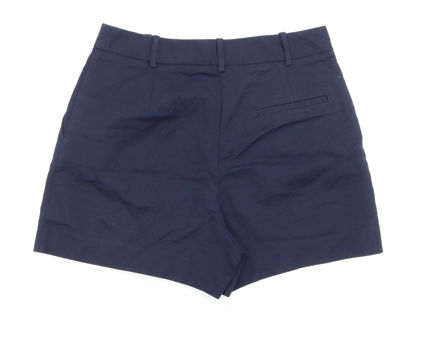 Zara Womens Blue Cotton Basic Shorts Size M L3.5 in Regular Zip - Smart Casual