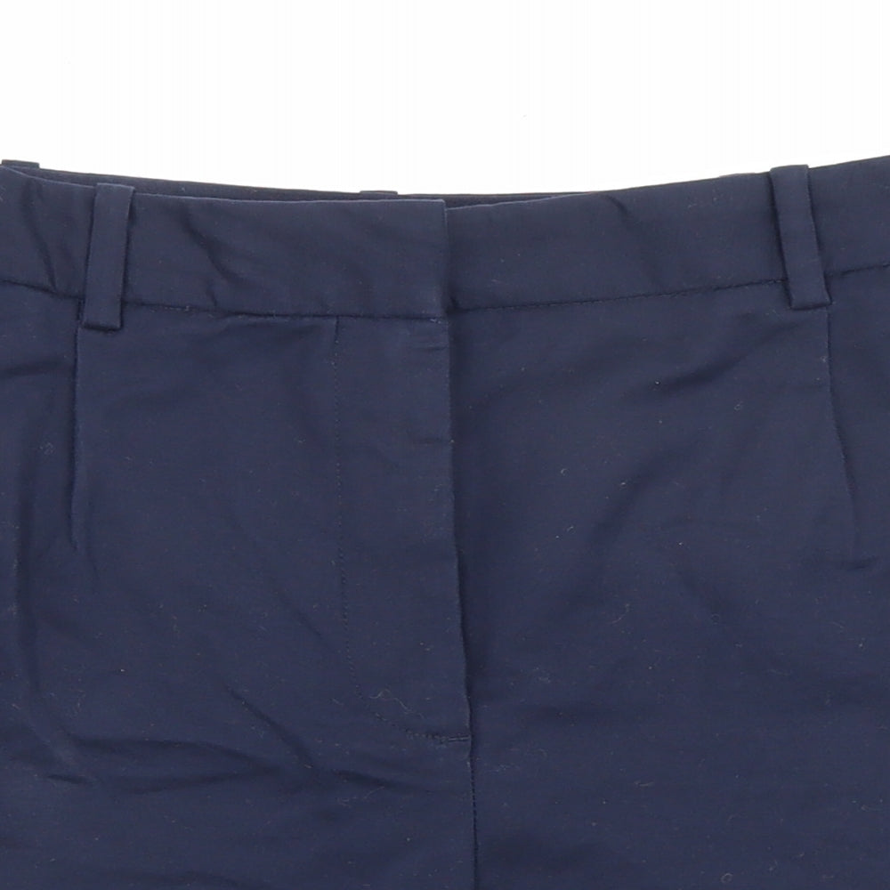 Zara Womens Blue Cotton Basic Shorts Size M L3.5 in Regular Zip - Smart Casual