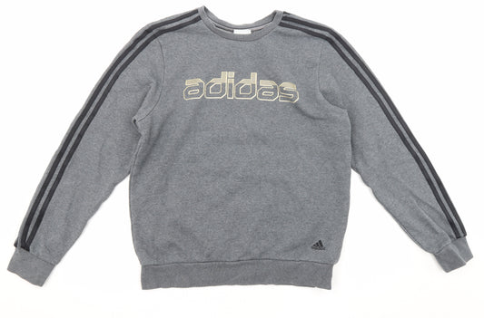 adidas Mens Grey Cotton Pullover Sweatshirt Size M