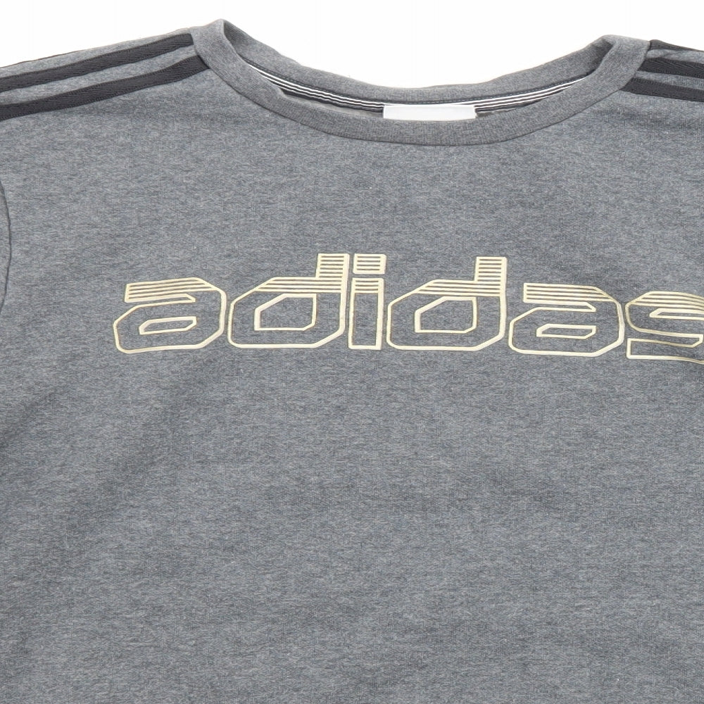 adidas Mens Grey Cotton Pullover Sweatshirt Size M