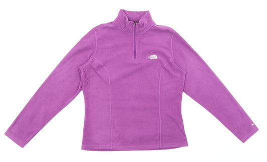 The North Face Womens Purple 100% Polyester Pullover Sweatshirt Size M Zip