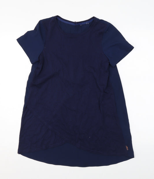 Baker Girls Blue Cotton Basic T-Shirt Size 13-14 Years Round Neck Button