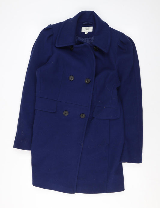 NEXT Womens Blue Overcoat Coat Size 12 Button