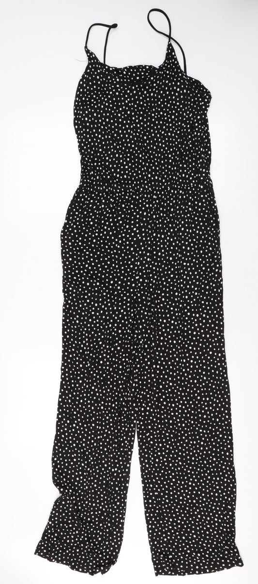 H&M Womens Black Polka Dot Viscose Jumpsuit One-Piece Size M L27 in Pullover