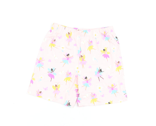 Marks and Spencer Girls Pink Geometric Cotton Bermuda Shorts Size 3-4 Years Regular - Fairy Print