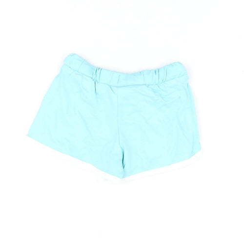 Marks and Spencer Girls Blue Cotton Sweat Shorts Size 3-4 Years Regular Drawstring - Ice Lolly Print