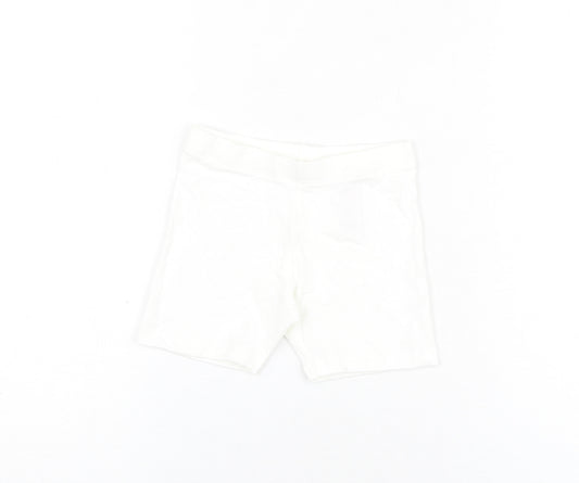 Marks and Spencer Girls White Cotton Biker Shorts Size 3-4 Years Regular