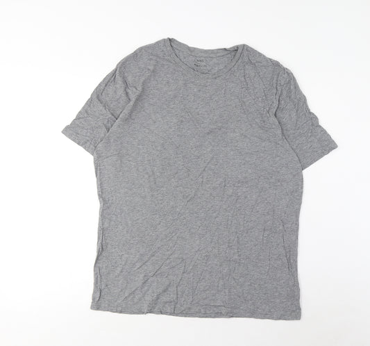 Marks and Spencer Mens Grey Cotton T-Shirt Size M Crew Neck