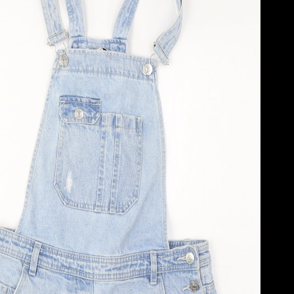 NEXT Womens Blue Cotton Dungaree One-Piece Size 12 Button - Pockets