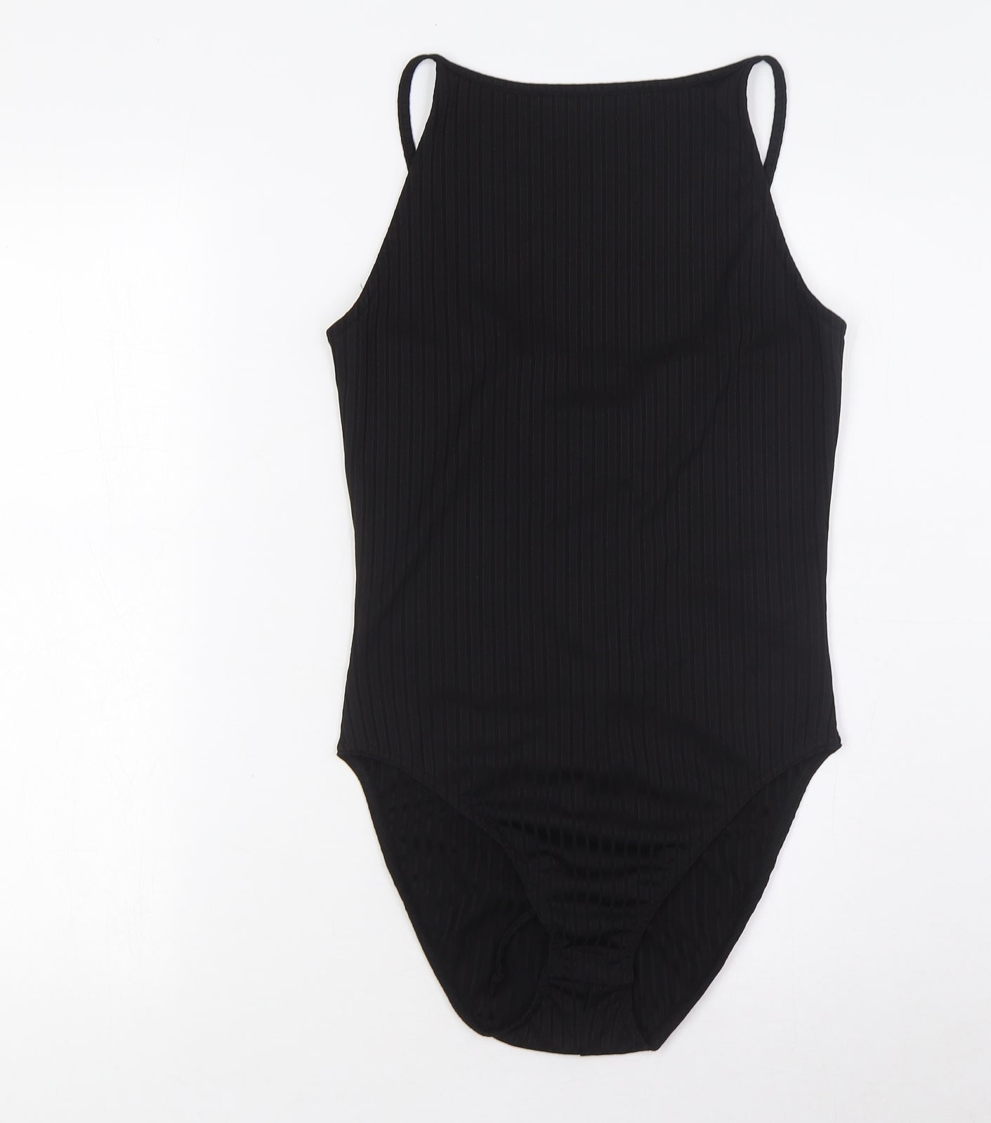 River Island Womens Black Polyester Bodysuit One-Piece Size 12 Snap - Cross back