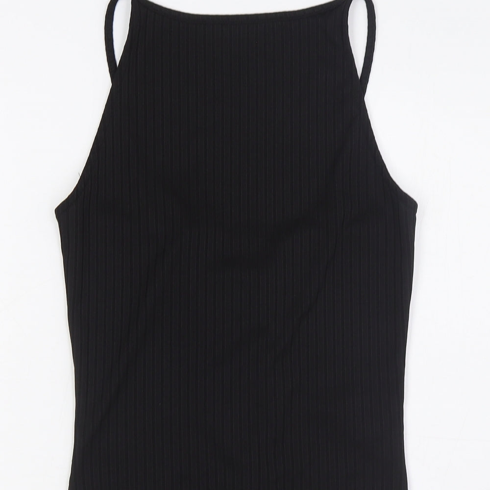 River Island Womens Black Polyester Bodysuit One-Piece Size 12 Snap - Cross back