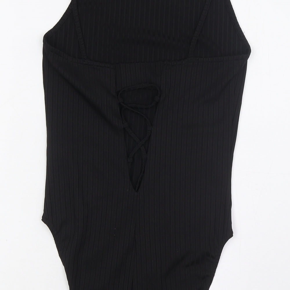 River Island Womens Black Polyester Bodysuit One-Piece Size 12 Snap - Cross back