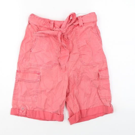 Marks and Spencer Womens Pink Lyocell Cargo Shorts Size 8 L7 in Regular Zip