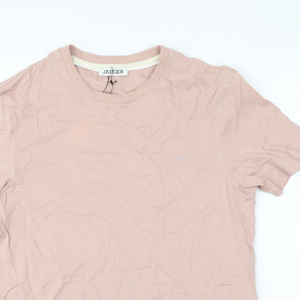 Jaeger Mens Pink Cotton T-Shirt Size S Round Neck