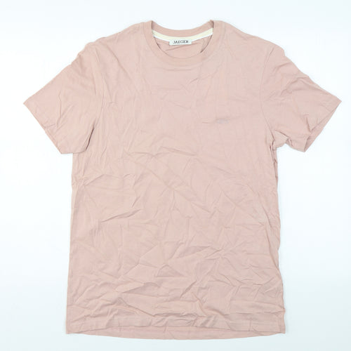 Jaeger Mens Pink Cotton T-Shirt Size M Round Neck