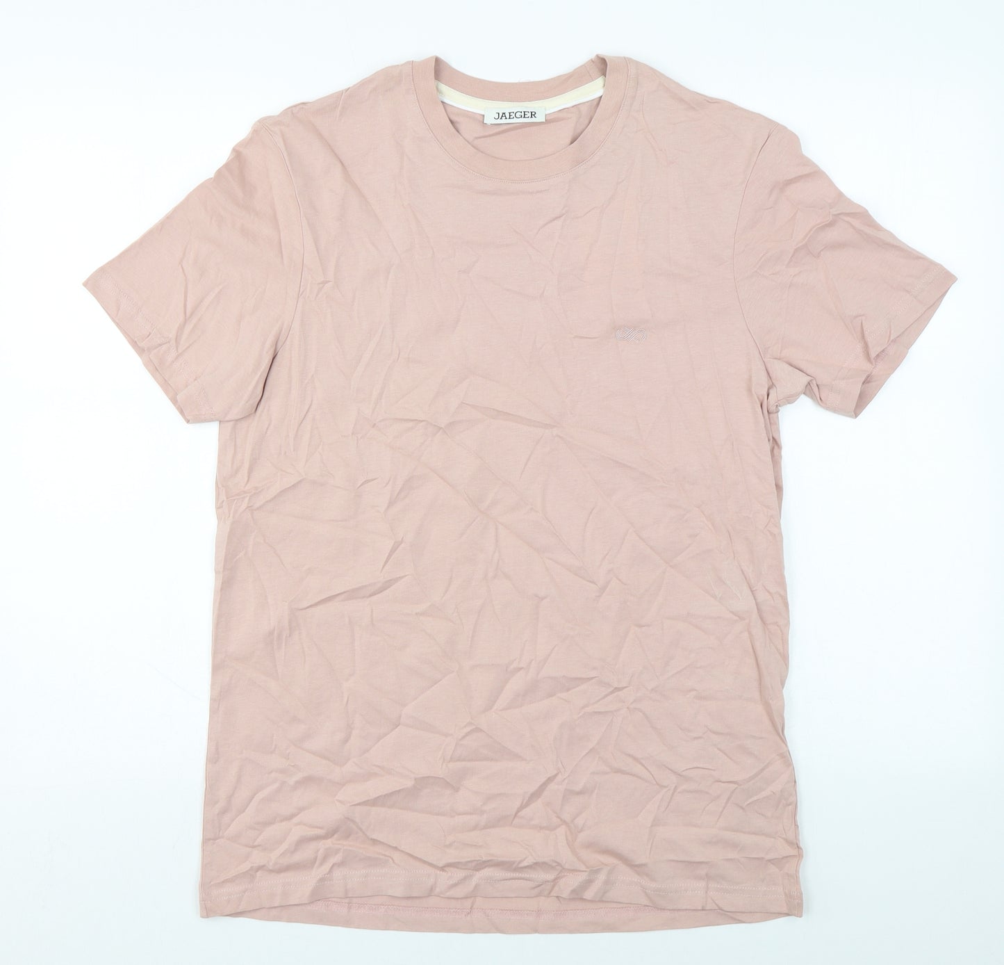 Jaeger Mens Pink Cotton T-Shirt Size M Round Neck