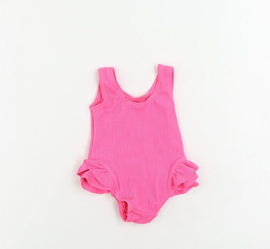 Marks and Spencer Baby Pink Polyester Leotard One-Piece Size 0-3 Months Pullover - Swimsuit