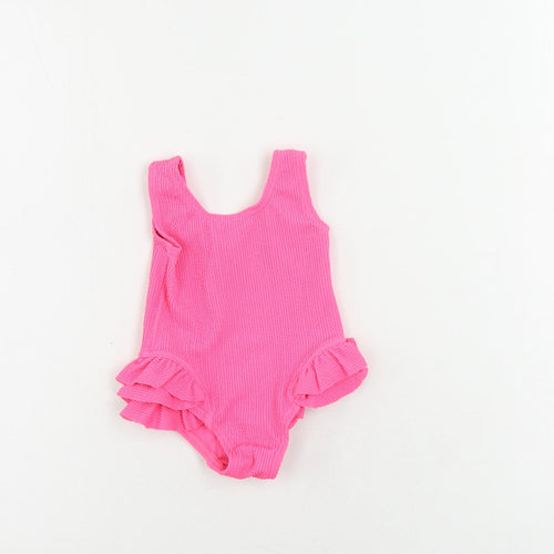 Marks and Spencer Baby Pink Polyester Leotard One-Piece Size 0-3 Months Pullover - Swimsuit