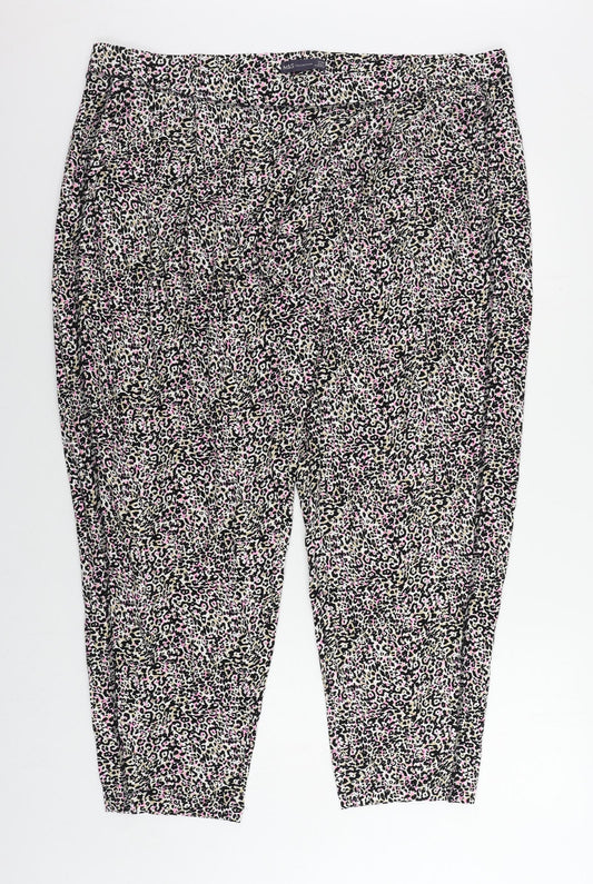 Marks and Spencer Womens Multicoloured Animal Print Viscose Jogger Trousers Size 24 L26 in Regular - Elastic Waist