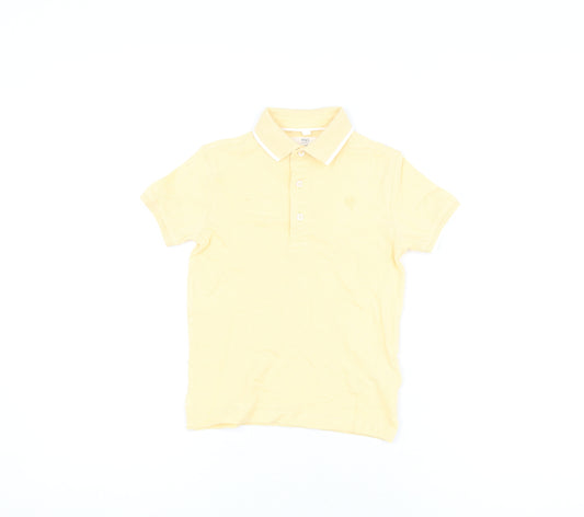 Marks and Spencer Boys Yellow Cotton Basic T-Shirt Size 4-5 Years Collared Button