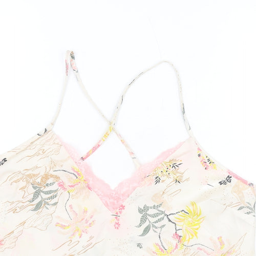 Marks and Spencer Womens Pink Floral Polyester Cami Pyjama Top Size 16