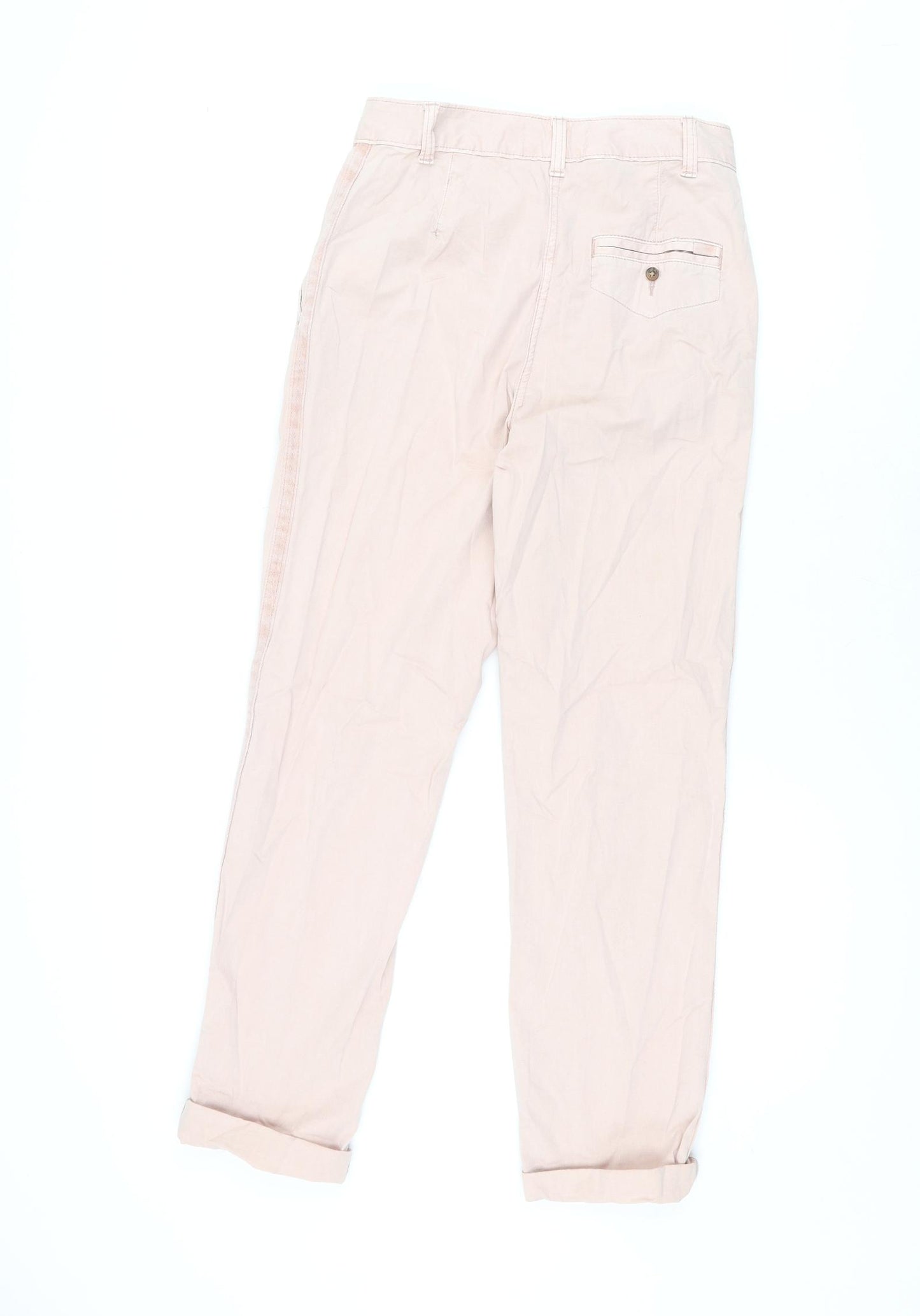 Marks and Spencer Womens Pink Cotton Chino Trousers Size 6 L27.5 in Regular Zip