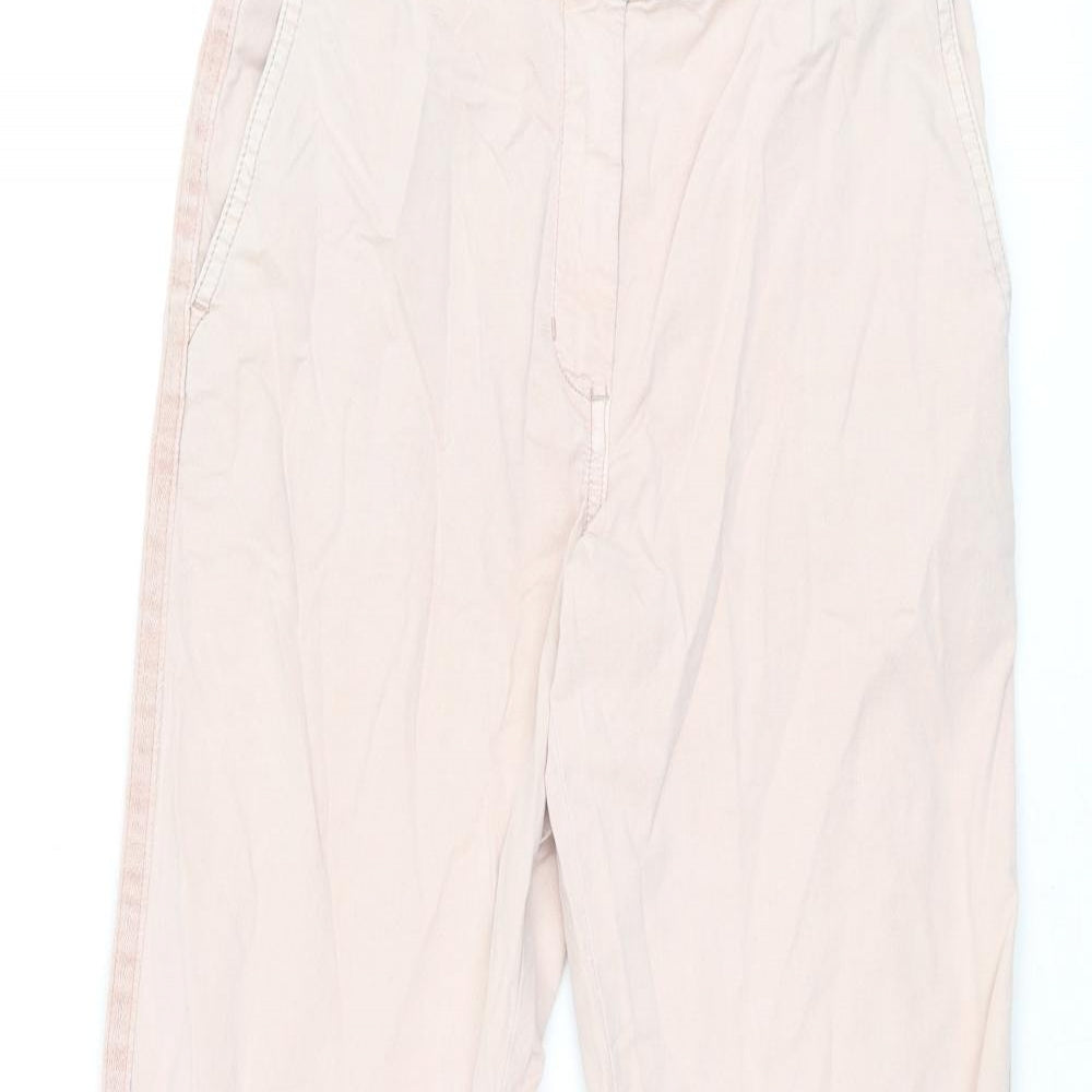 Marks and Spencer Womens Pink Cotton Chino Trousers Size 6 L27.5 in Regular Zip